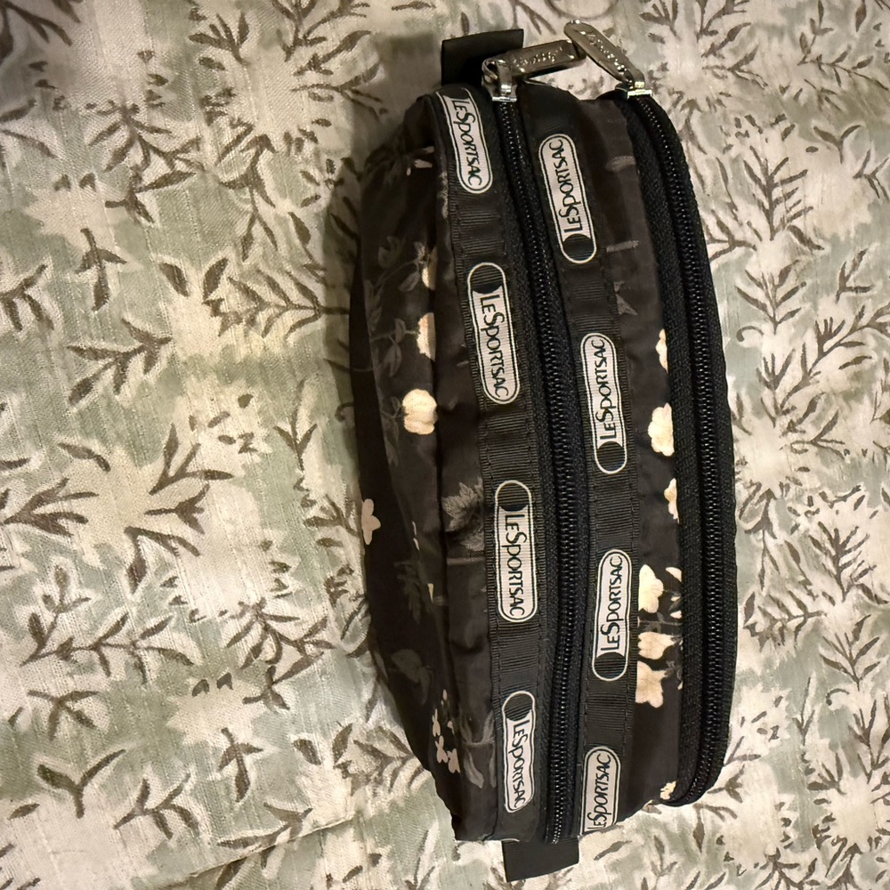 LeSportsac Black and White Floral Belt Bag